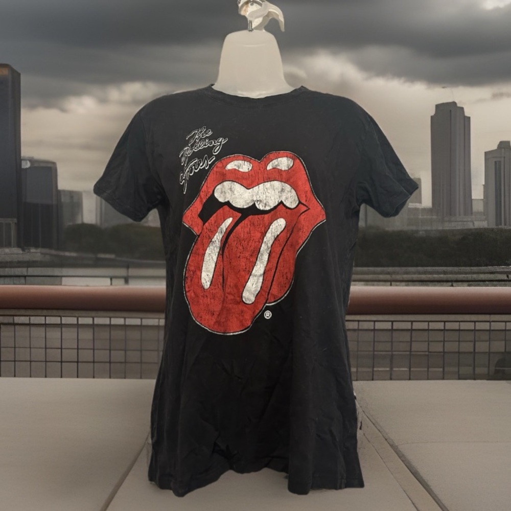 Cotton:On The Rolling Stones Vintage Style Black Graphic Tee Size Small